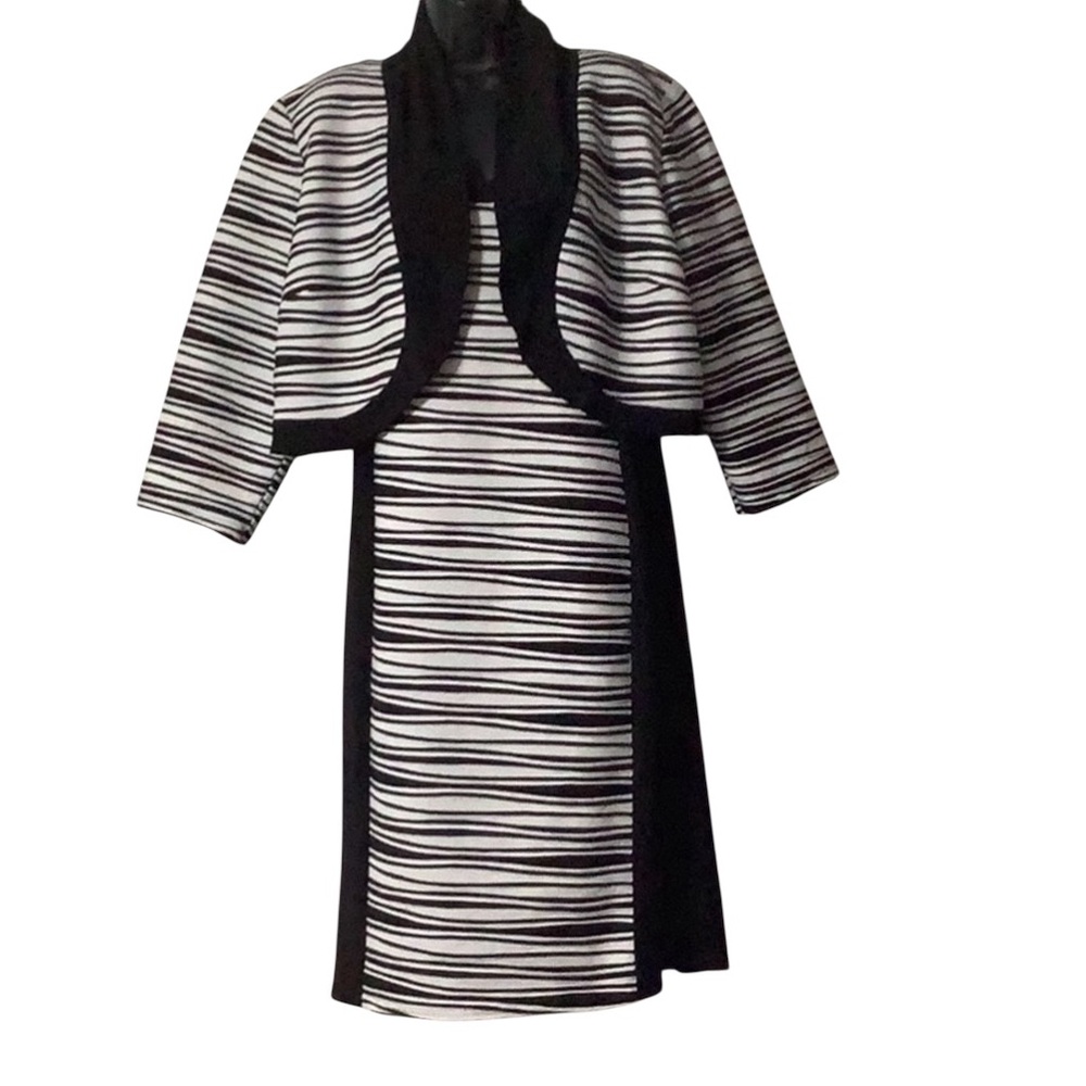 R&M Richards Black and White Striped Dress